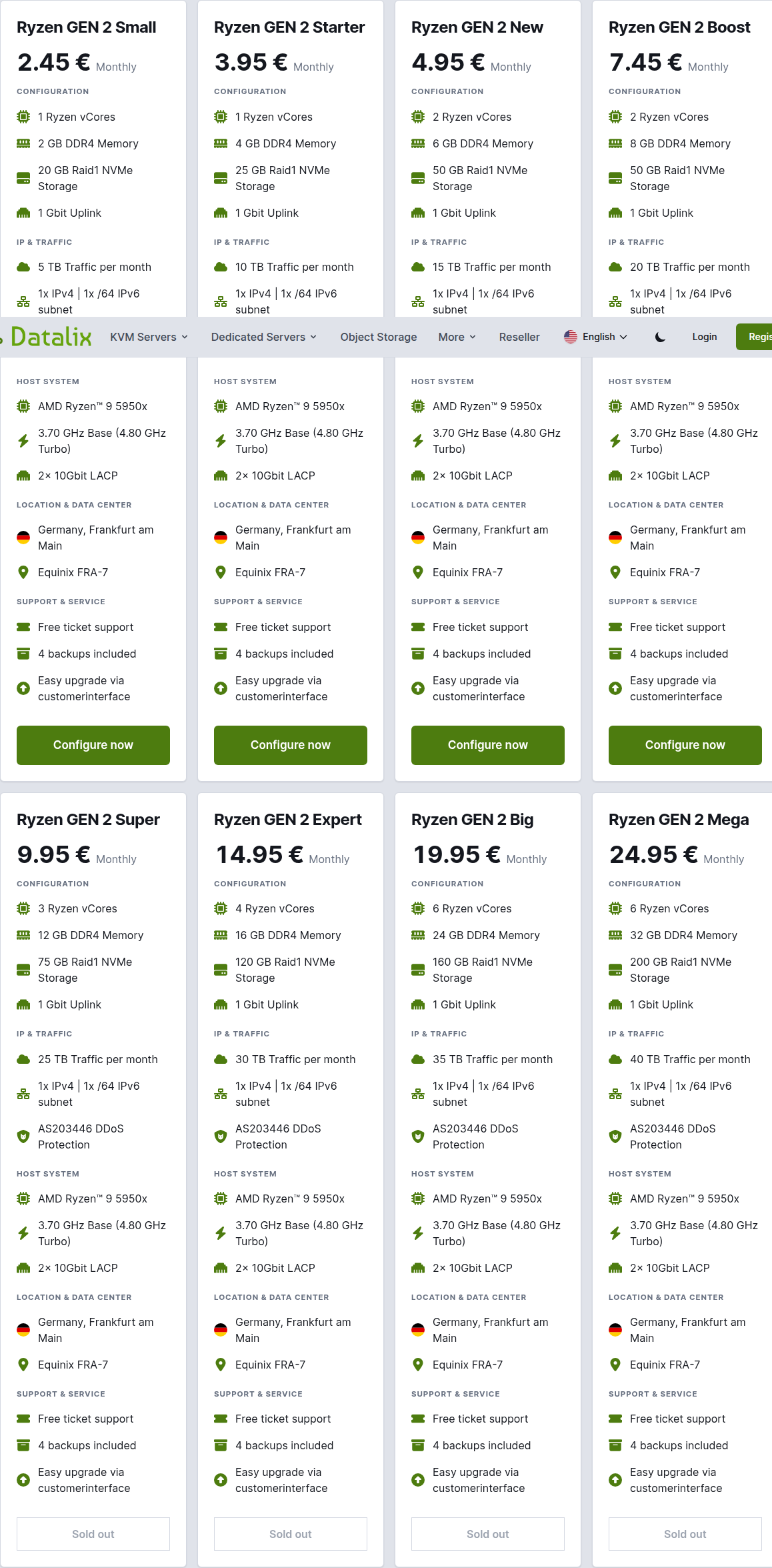Datalix Ryzen Gen2 pricing