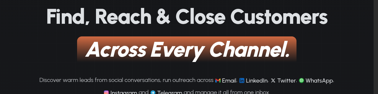 BrandJet homepage hero: "Find, Reach & Close Customers Across Every Channel"