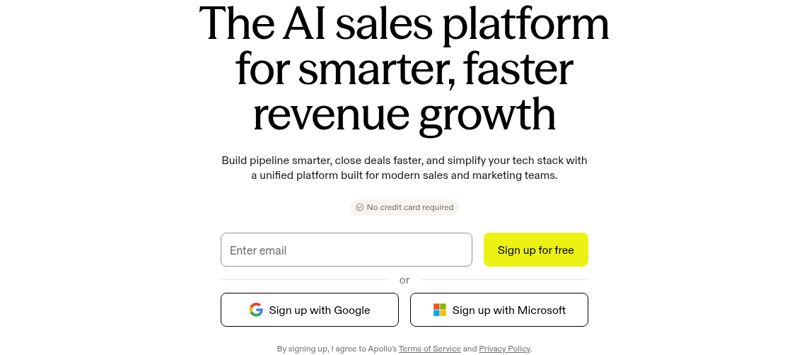 Apollo.io homepage