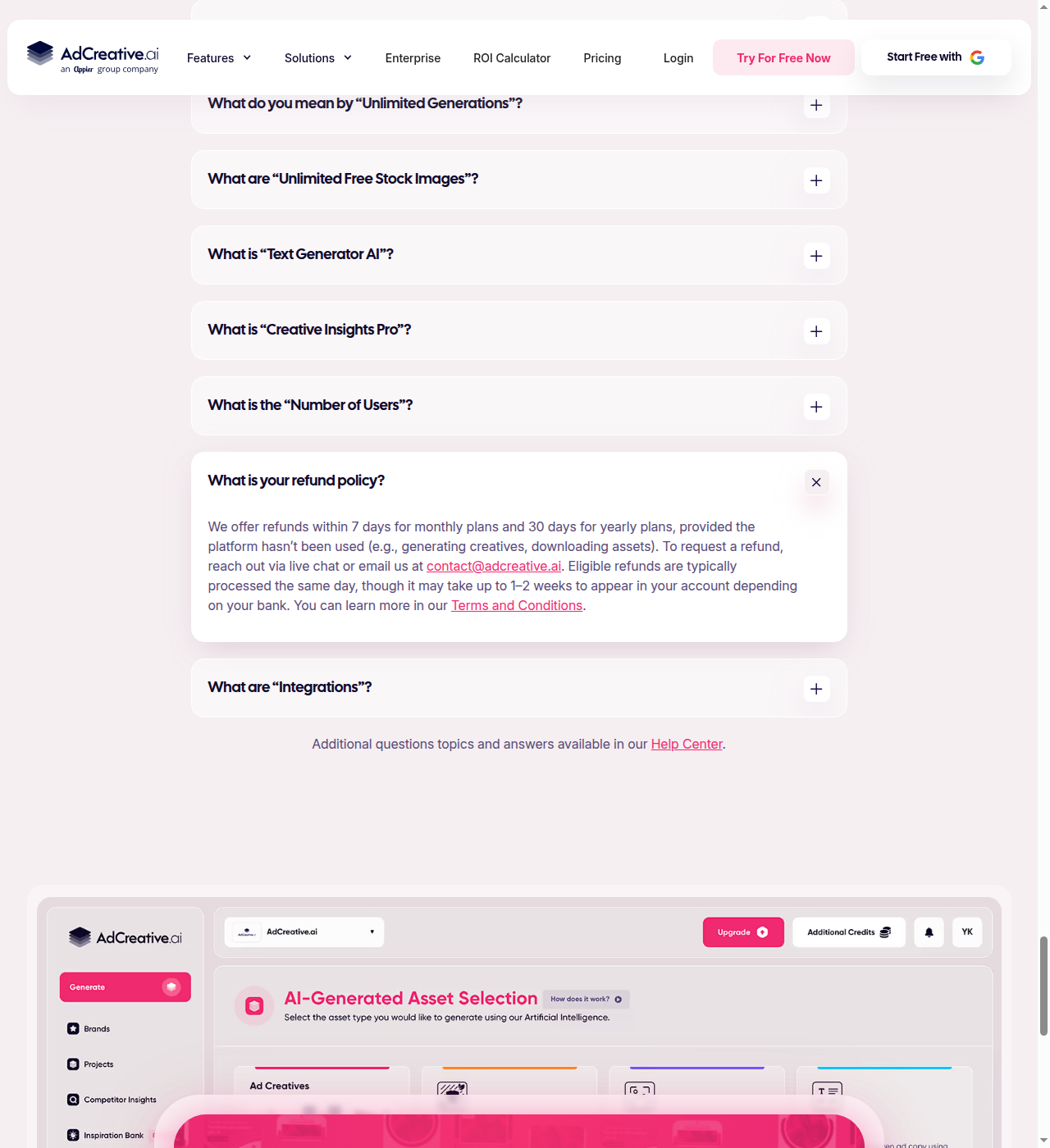 AdCreative.ai monthly pricing section showing Starter ($39/mo), Professional ($249/mo), and Ultimate ($999/mo) plans