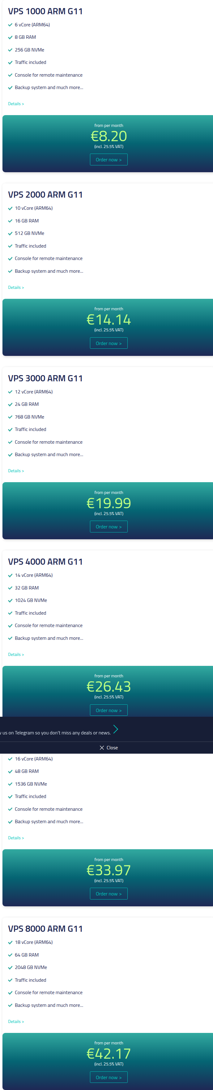 netcup VPS ARM64 G11 pricing