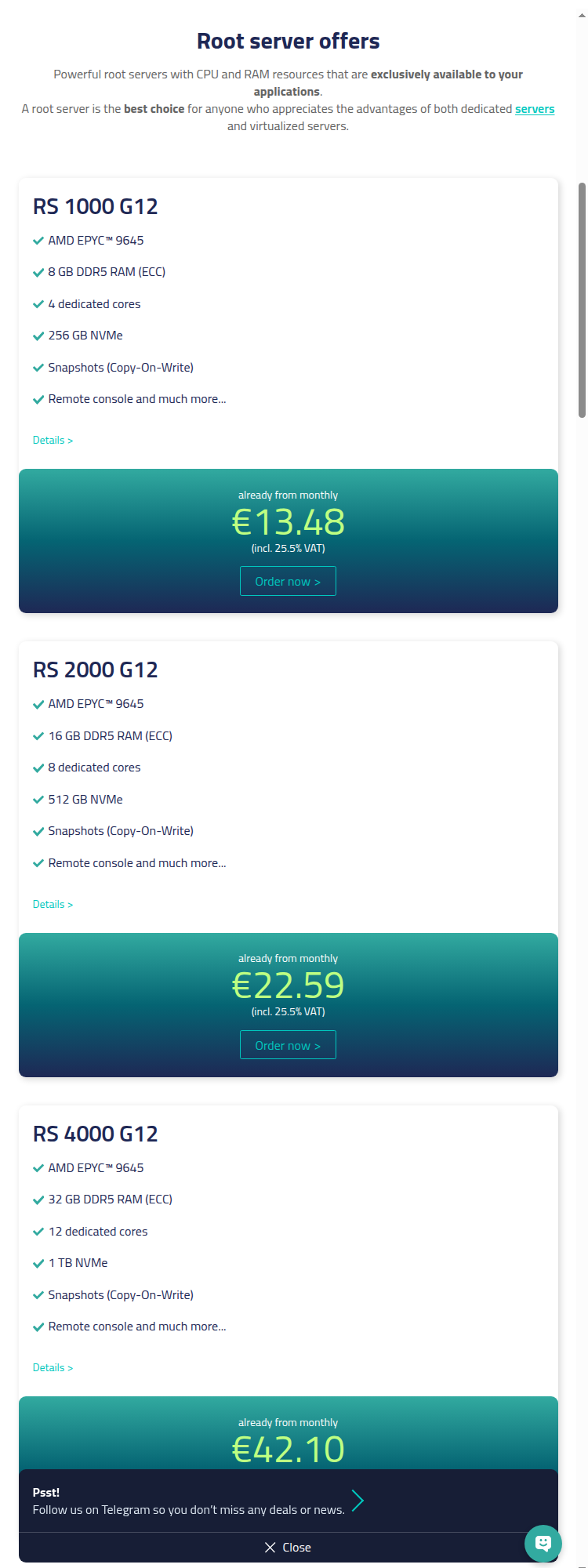 netcup Root Server (RS) G12 pricing
