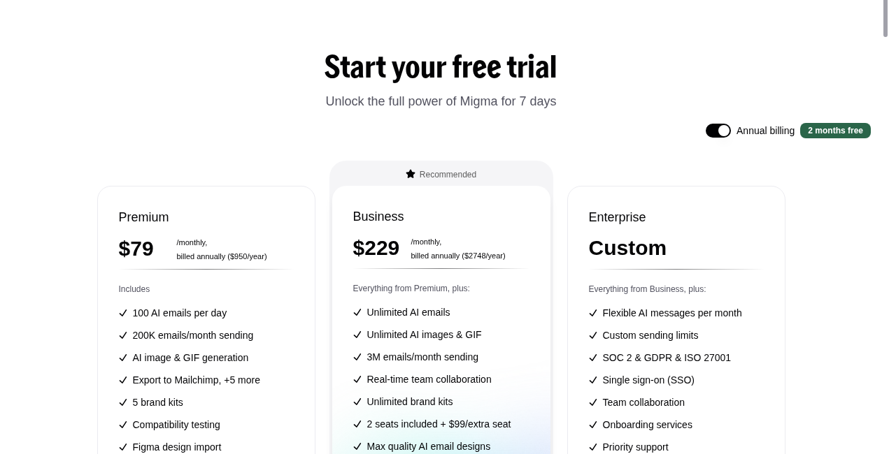 Migma annual pricing