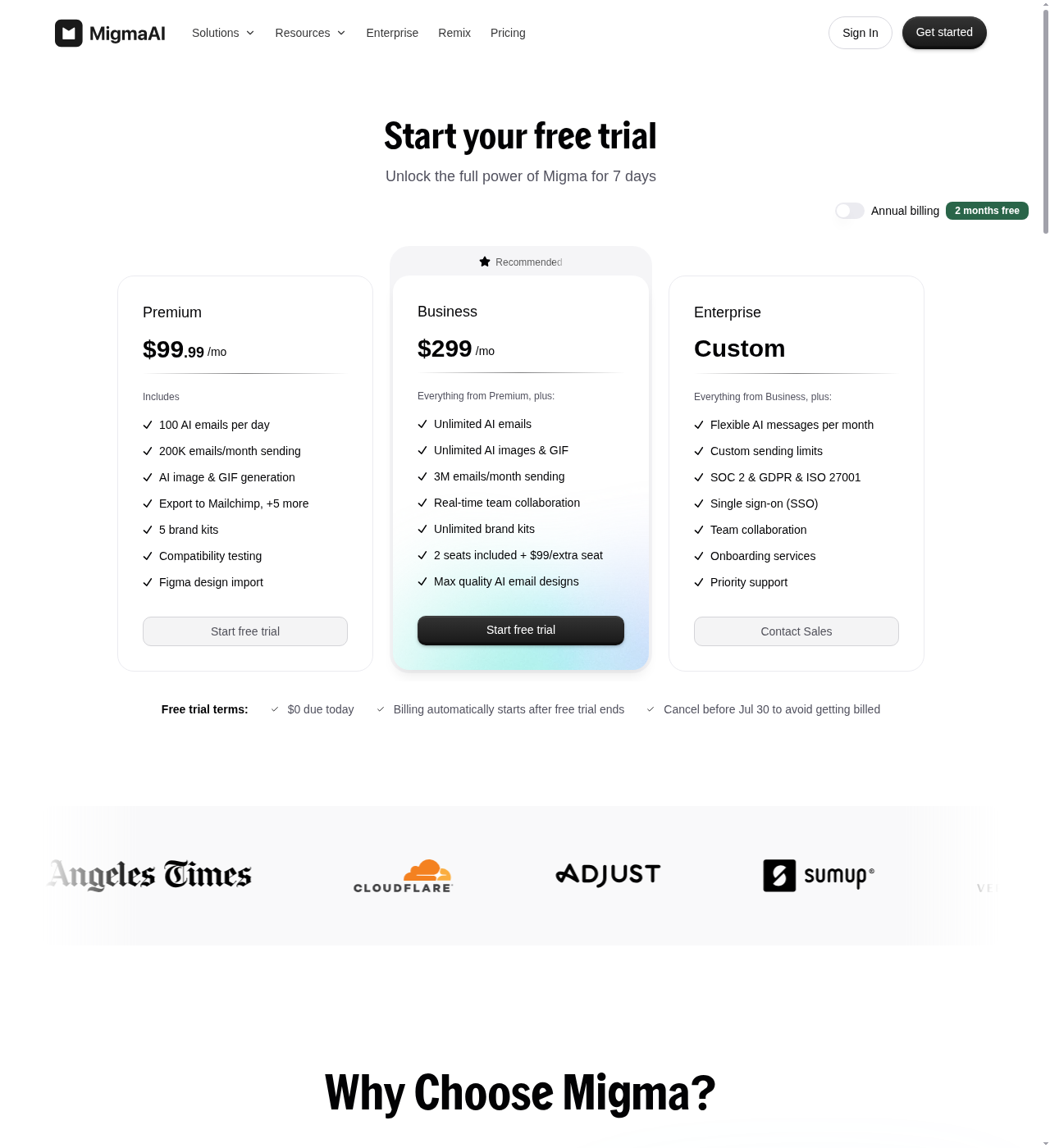 Migma pricing plans
