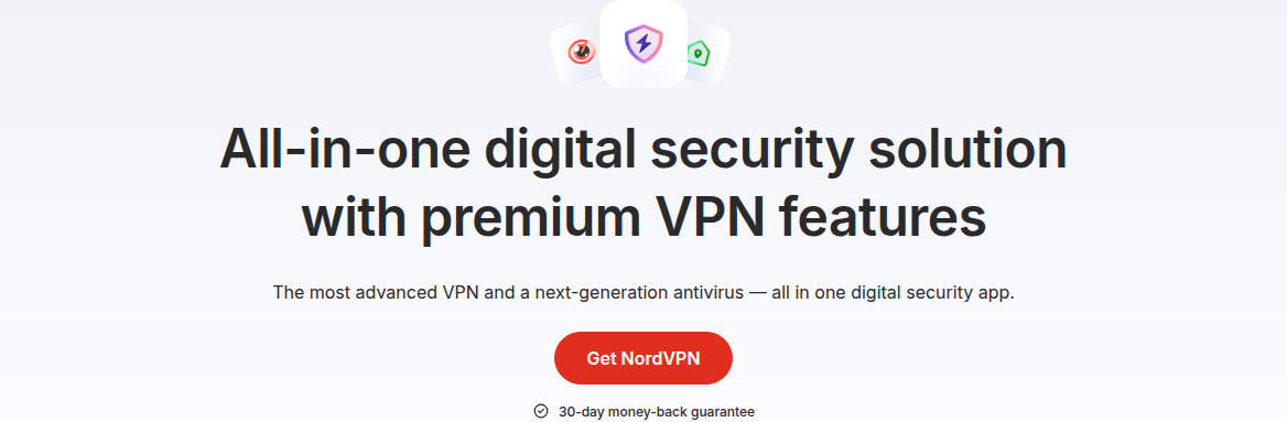 NordVPN features marketing page showing core security features