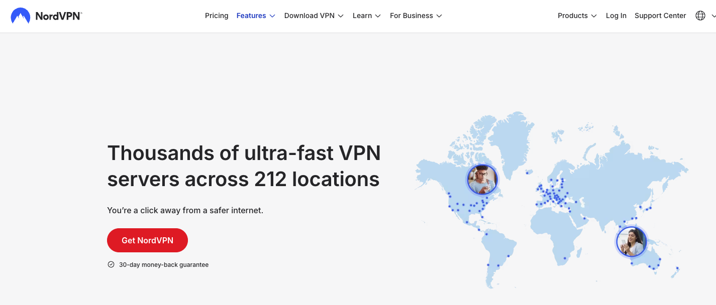 NordVPN servers page showing global server count
