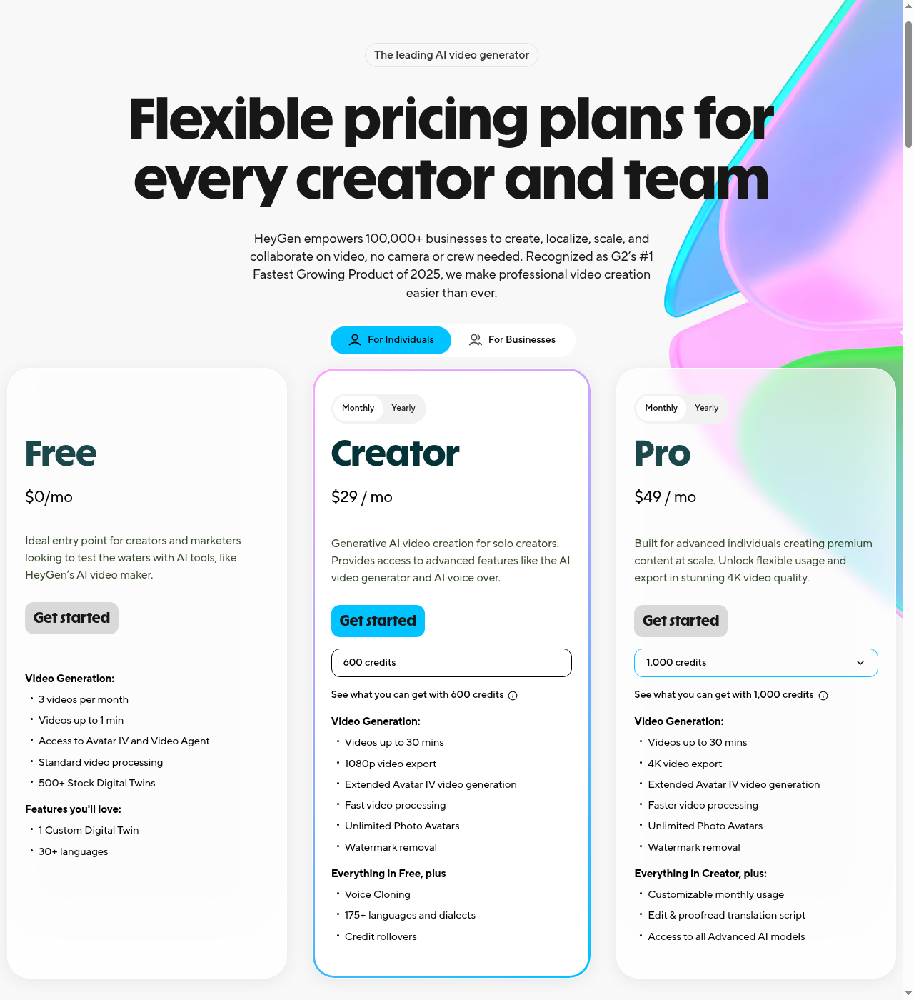 HeyGen pricing plans