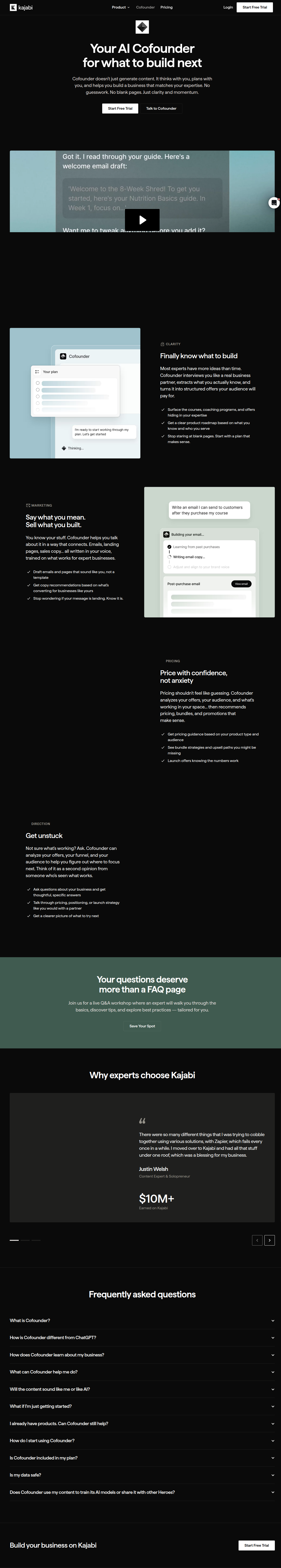 Kajabi's Cofounder AI product page